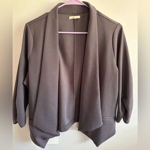 Maurices Open Front Draped Blazer in Gray